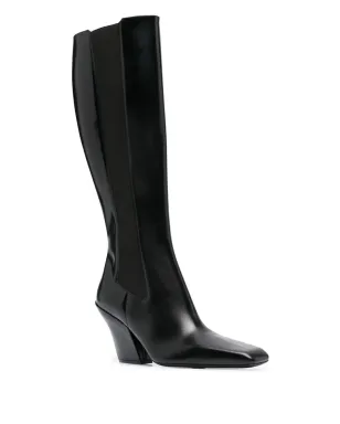 Prada ブロックヒール レザー ブーツ - ブラック - サムネイル2