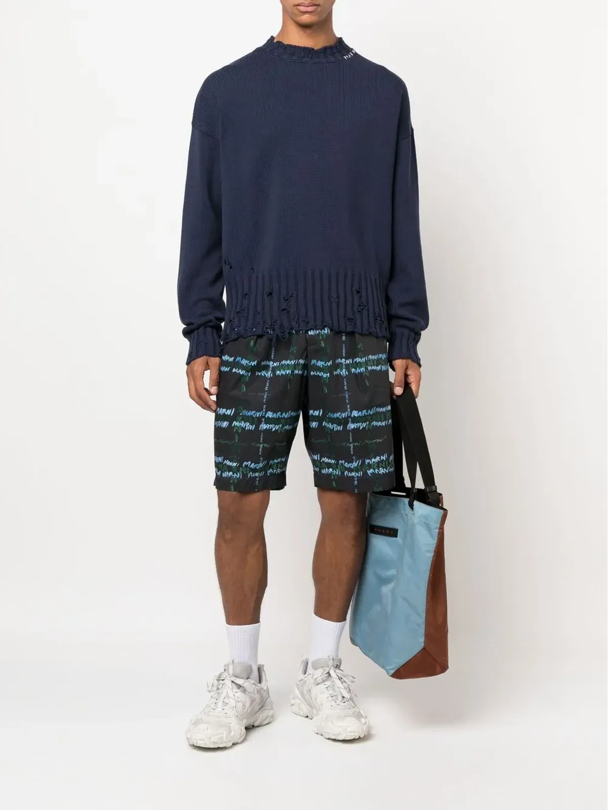 Marni ロゴプリントのワイドバミューダショーツ - 画像2