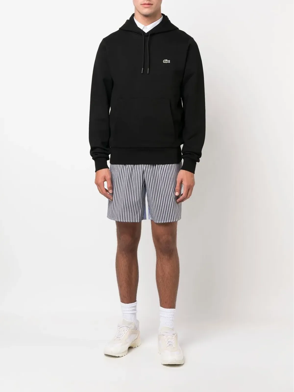 Lacoste ロゴパッチ コットン フーディ - 画像2
