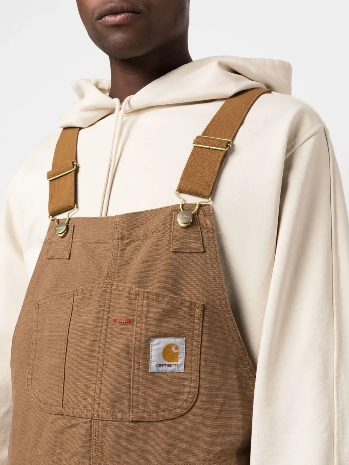 Carhartt WIP ロゴパッチ付きストレートレッグ ダンガリーオーバーオール - 画像5