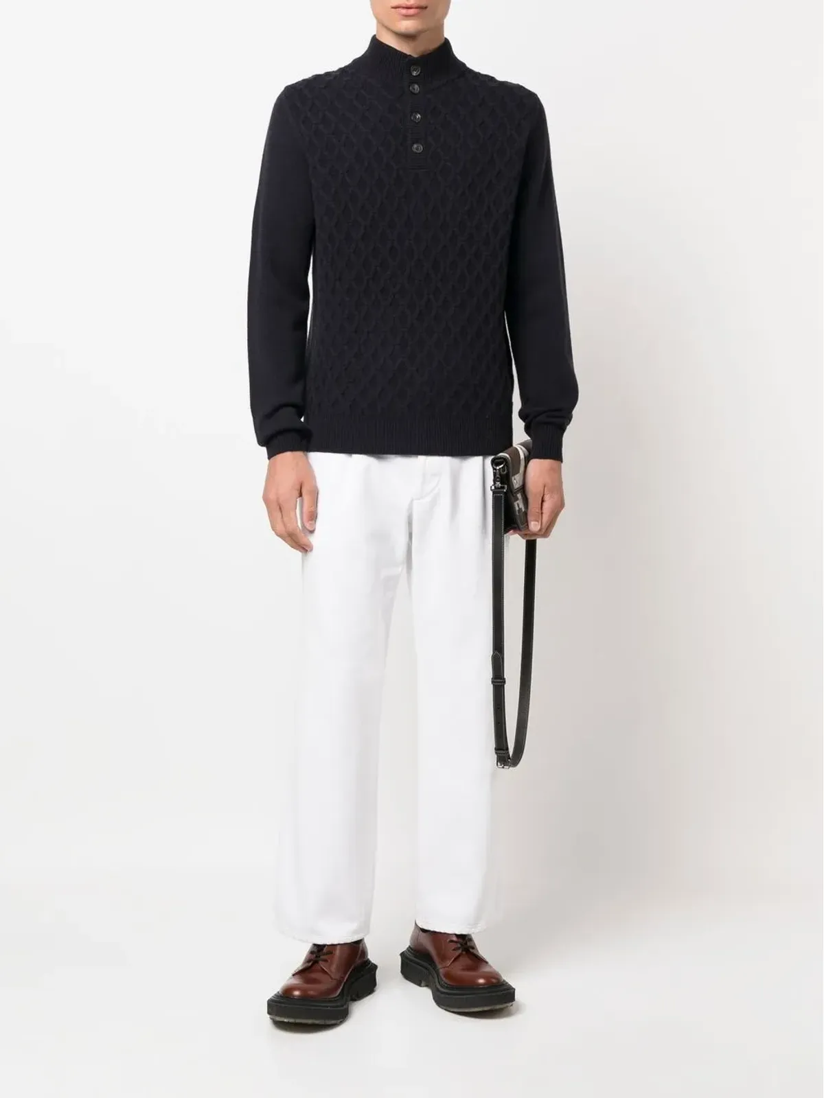 Corneliani ケーブルニット長袖セーター - 画像2
