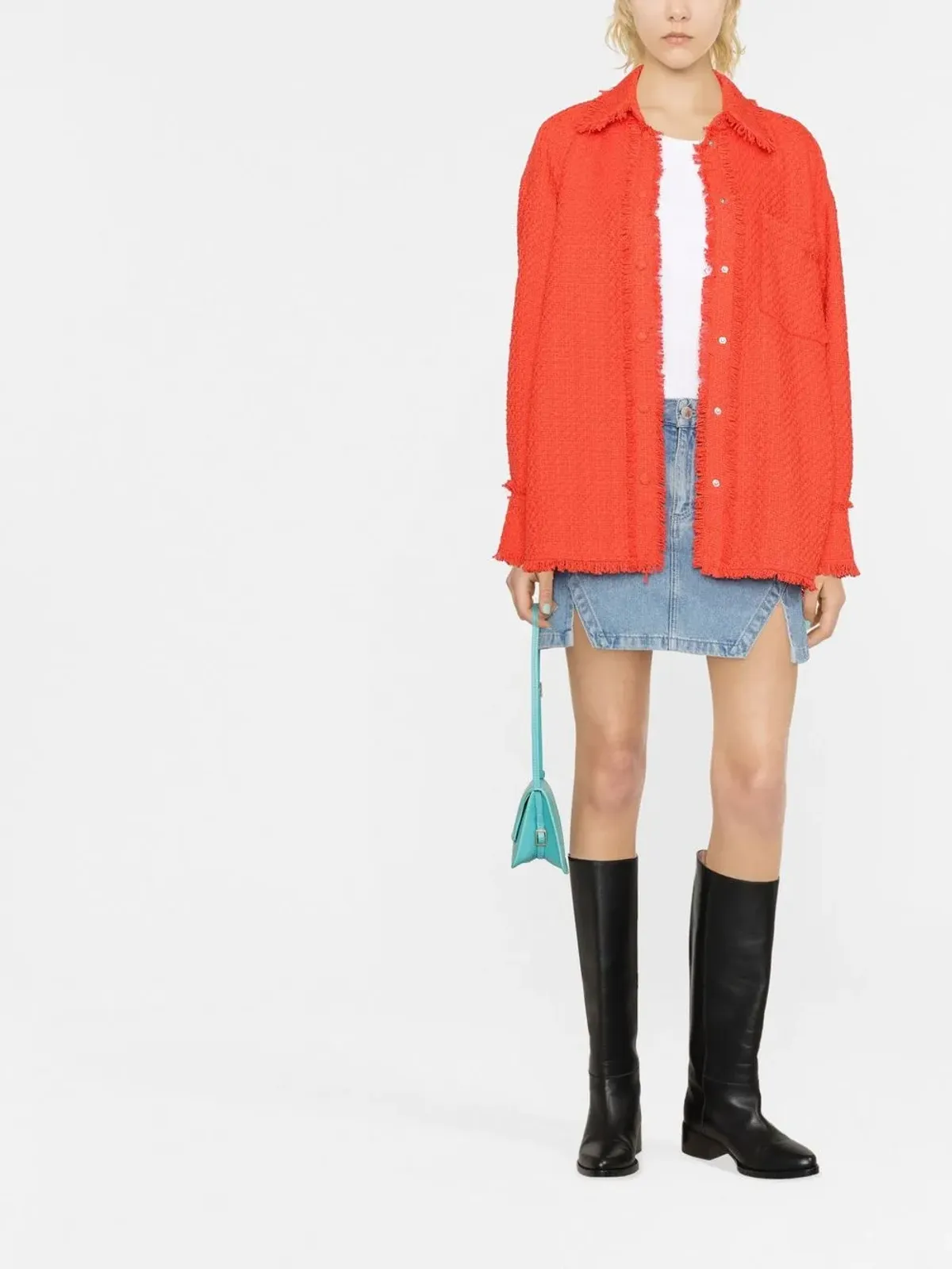 MSGM フリンジ付きツイードオーバーシャツ - 画像2