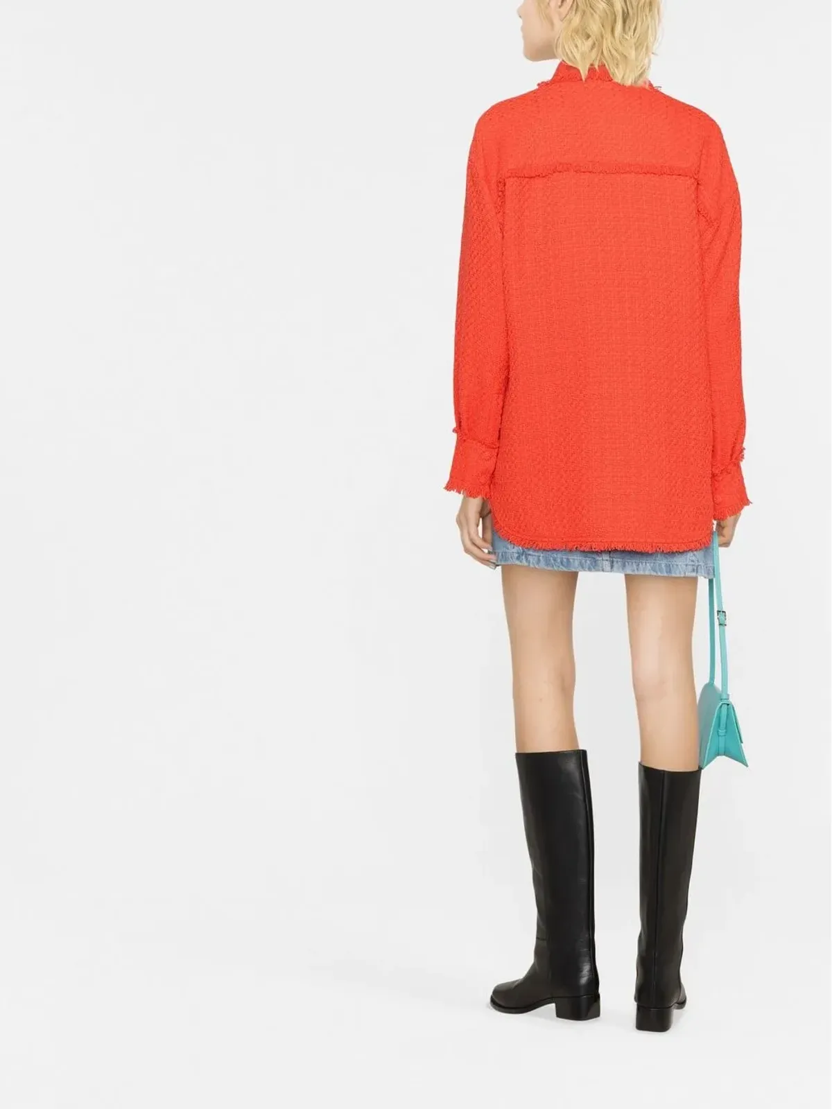 MSGM フリンジ付きツイードオーバーシャツ - 画像4