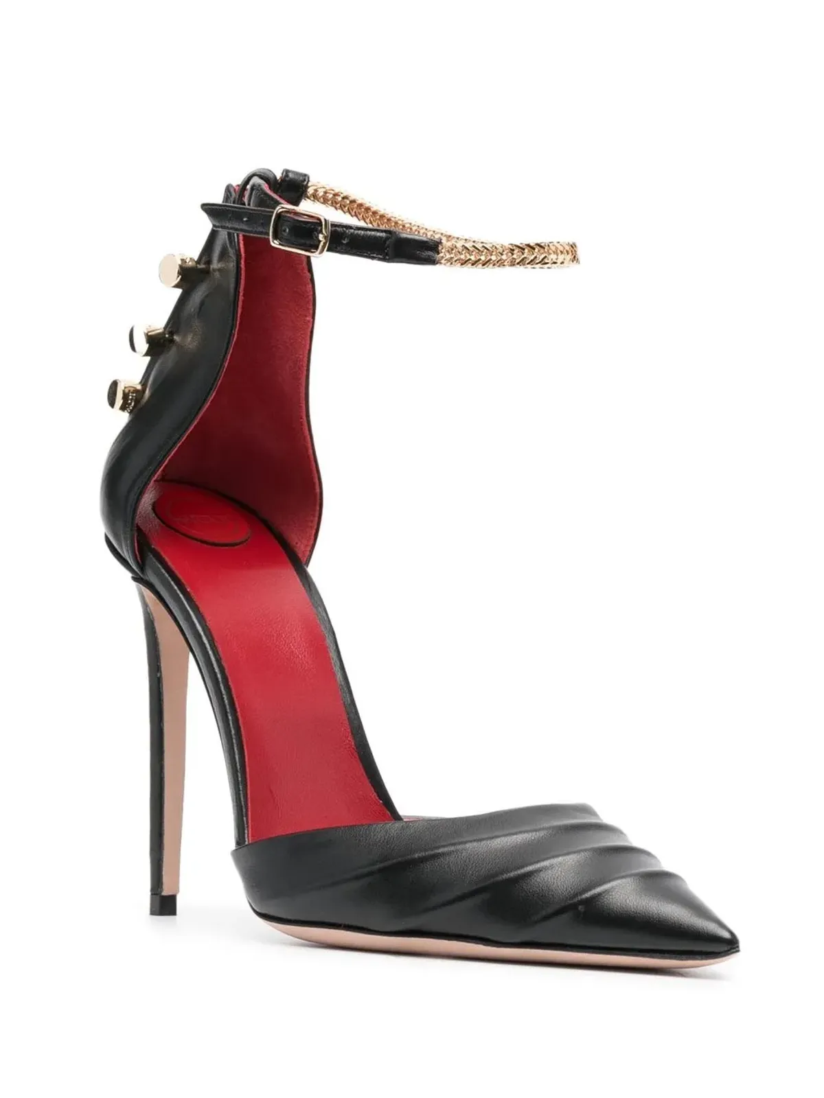 HARDOT chain-detail pointed-toe pumps - Black - 画像2