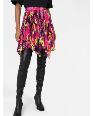 Versace ロゴプリント プリーツ アシンメトリースカート - ピンク - サムネイル3