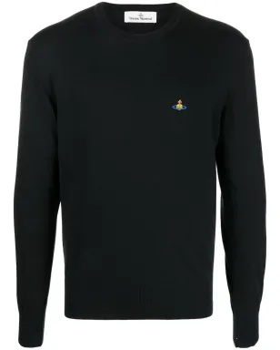 Vivienne Westwood Orb刺繍入りファインニットジャンパー - ブラック - サムネイル1