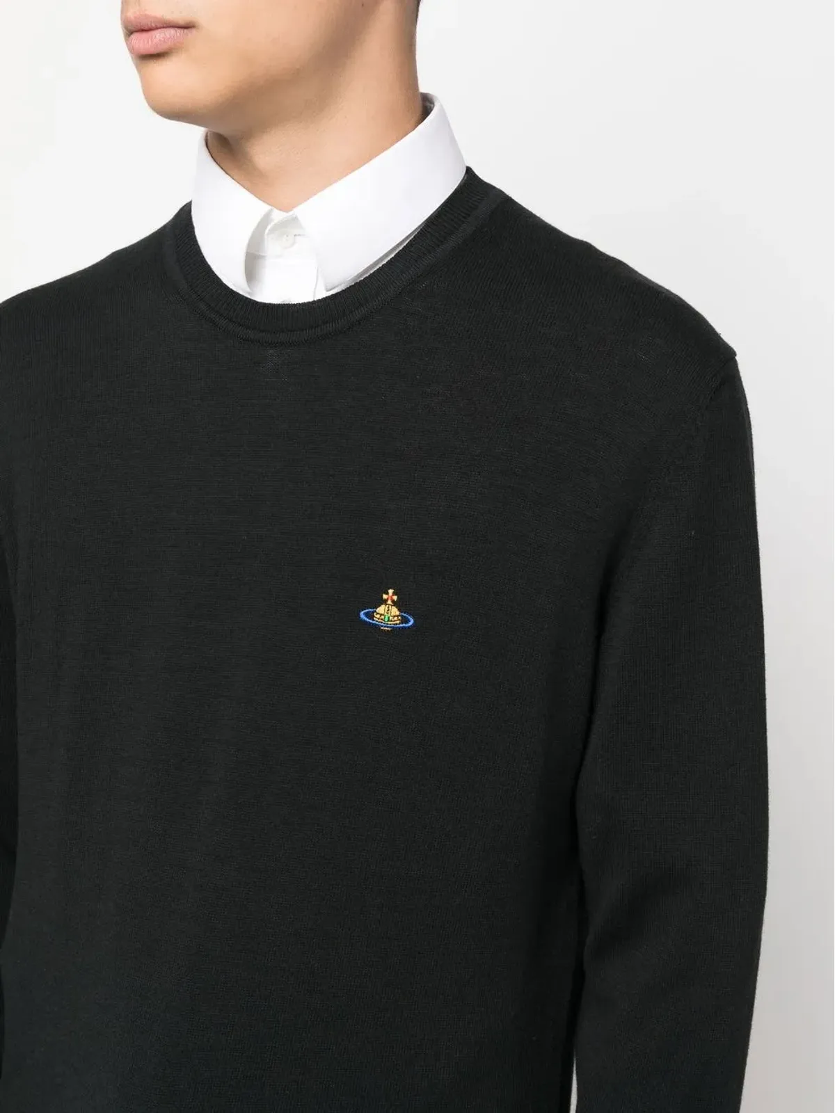 Vivienne Westwood Orb刺繍入りファインニットジャンパー - ブラック - 画像5