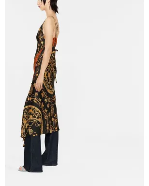 Marine Serre グラフィックプリント シルク スリップドレス ブラック - サムネイル3