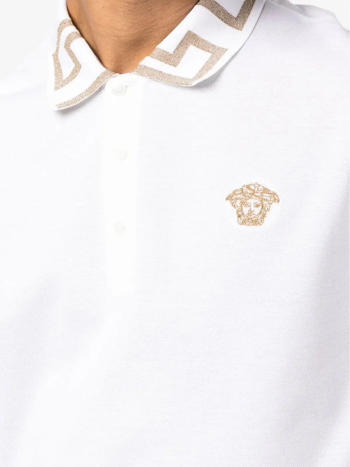 Versace 刺繍入りコットンポロシャツ - ホワイト - 画像3