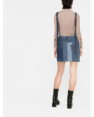 Marine Serre 再生デニム ミニドレス ブルー - サムネイル4