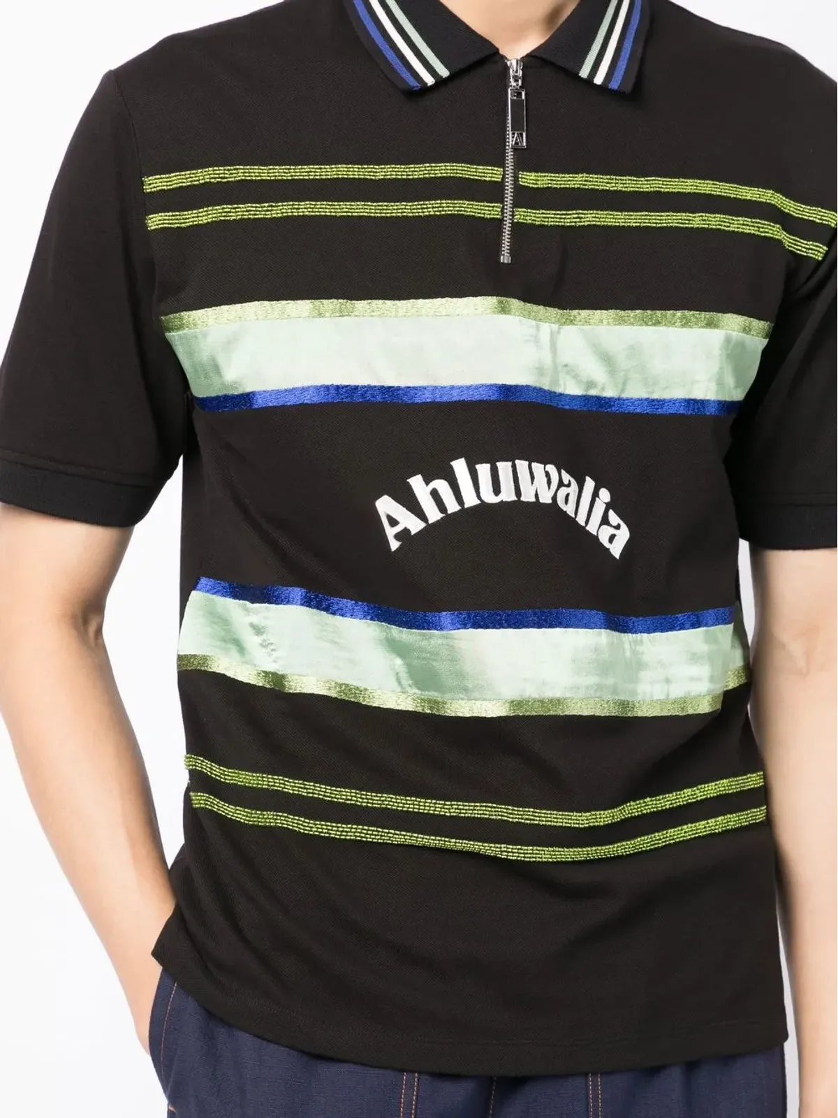 Ahluwalia ロゴプリントジップアップポロシャツ - 画像5