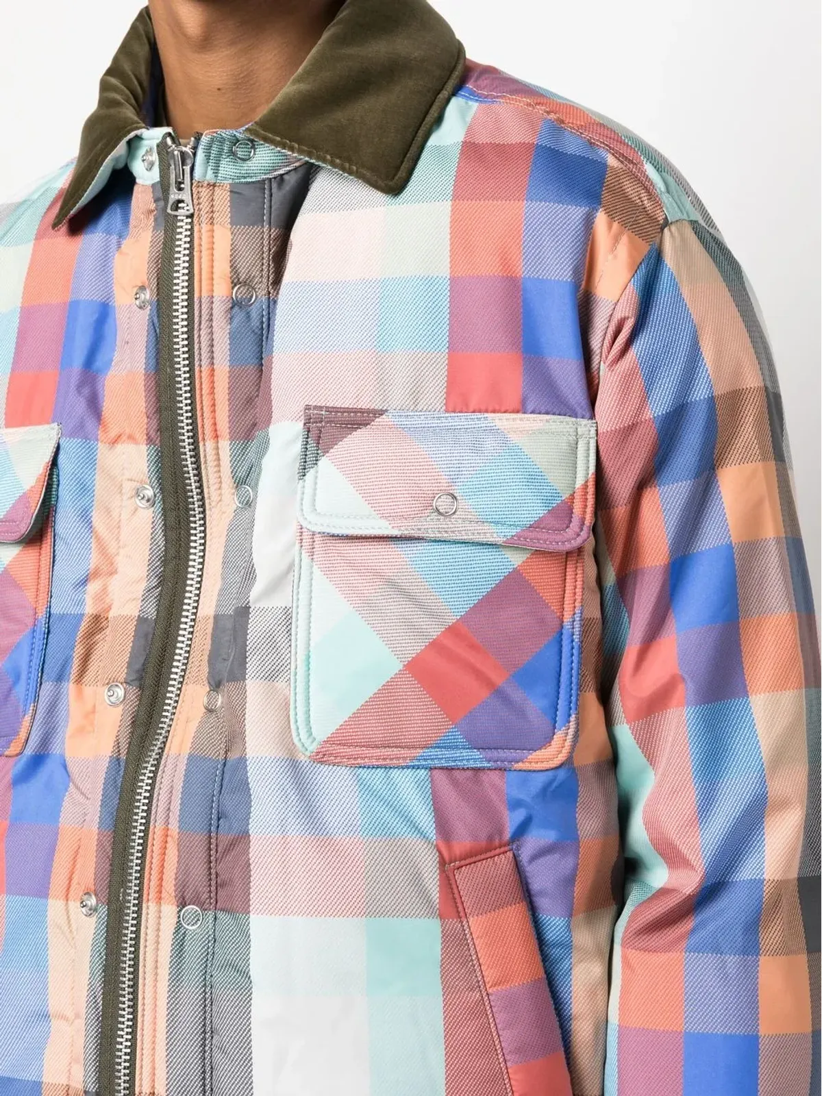 sacai チェック柄ジップアップボンバージャケット - 画像5
