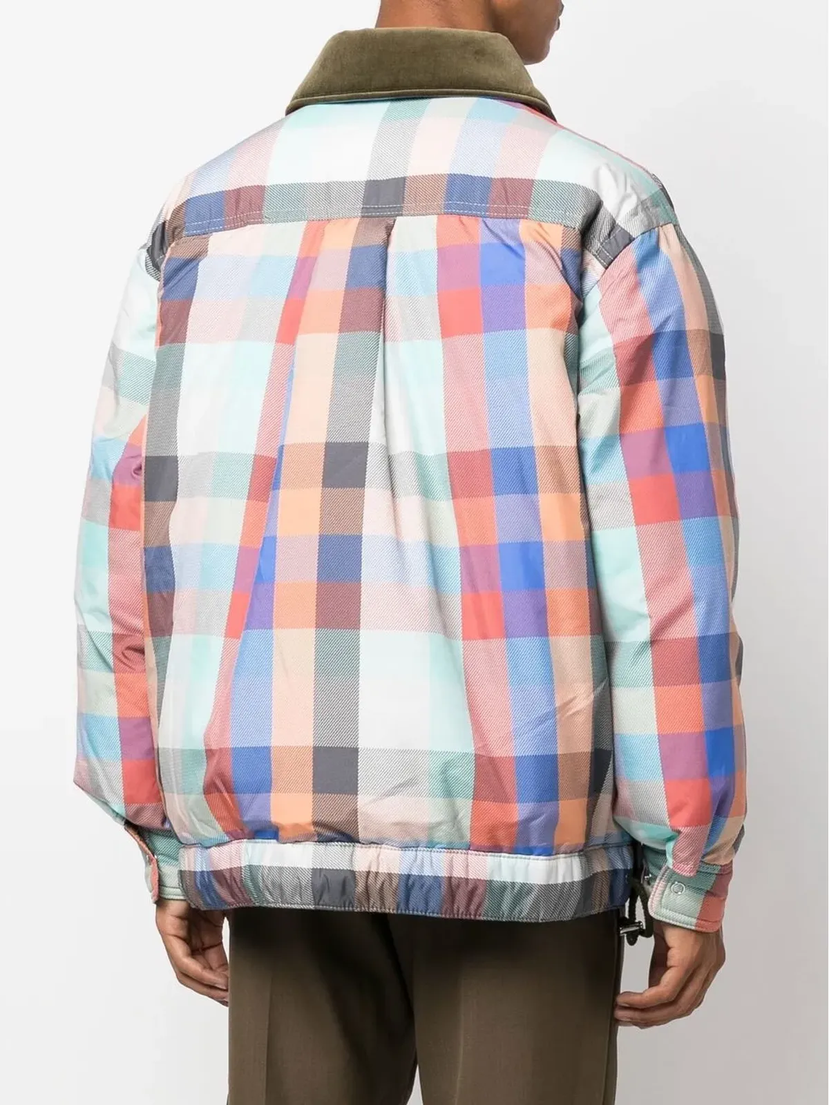 sacai チェック柄ジップアップボンバージャケット - 画像4