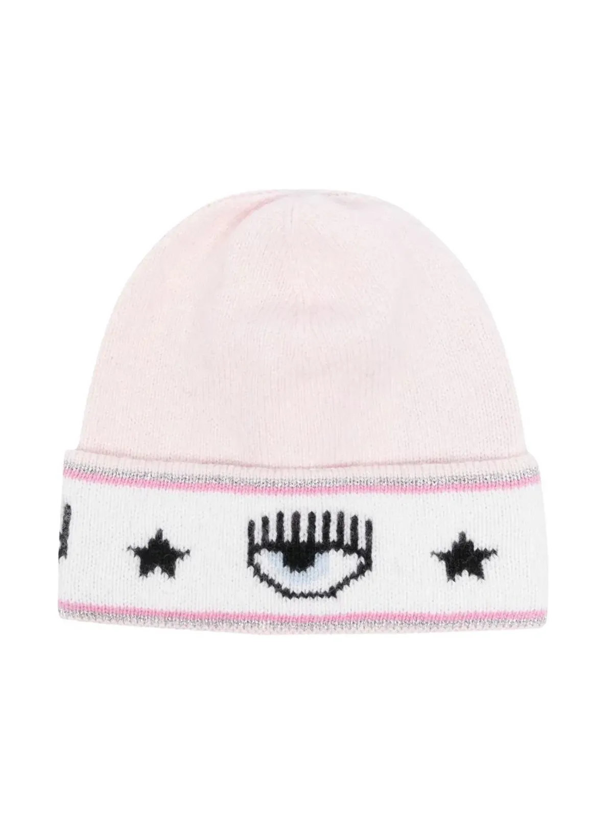 Chiara Ferragni Kids アイライクモチーフ編みニット帽 - 画像1