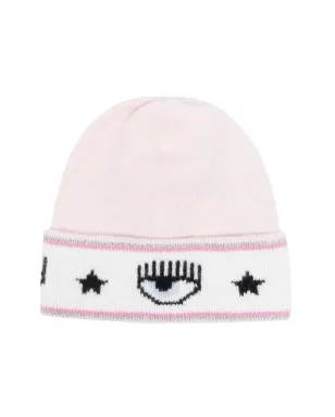 Chiara Ferragni Kids アイライクモチーフ編みニット帽 - サムネイル1