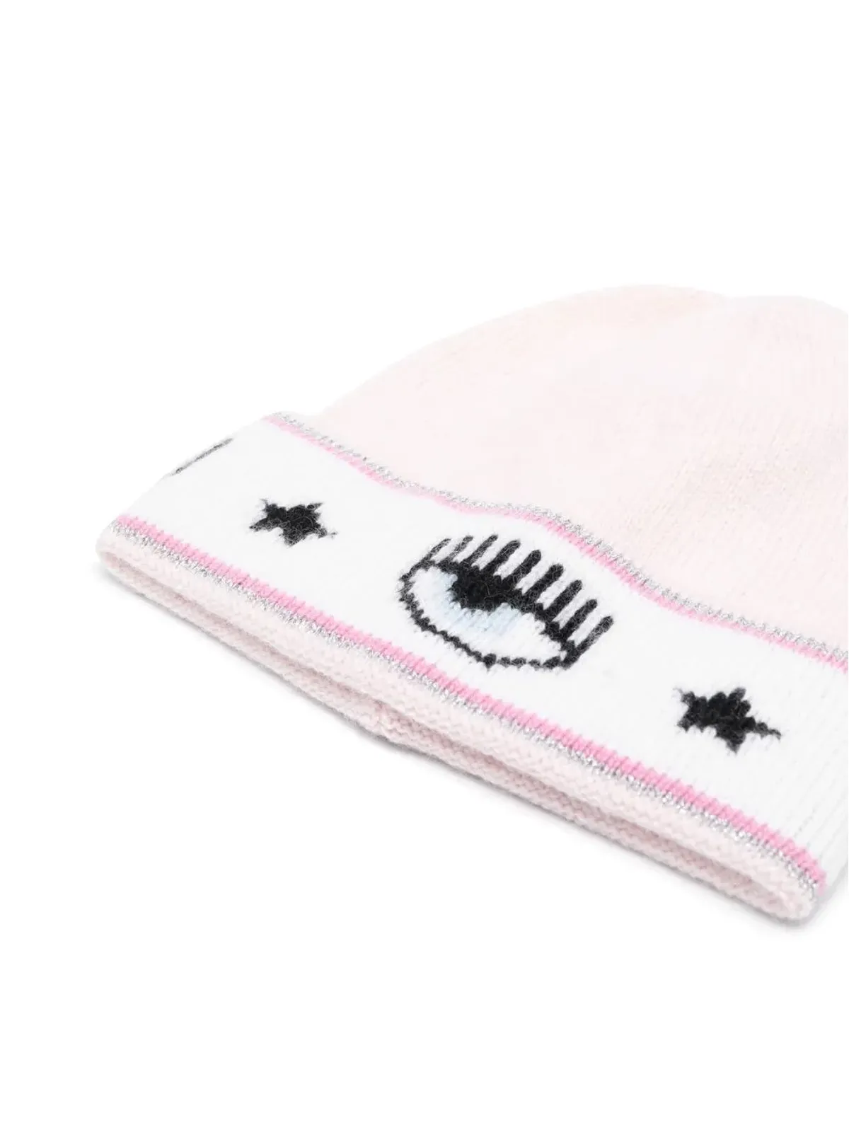 Chiara Ferragni Kids アイライクモチーフ編みニット帽 - 画像2