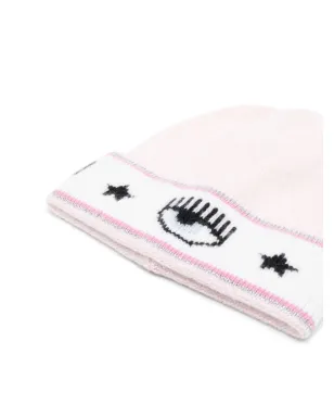 Chiara Ferragni Kids アイライクモチーフ編みニット帽 - サムネイル2