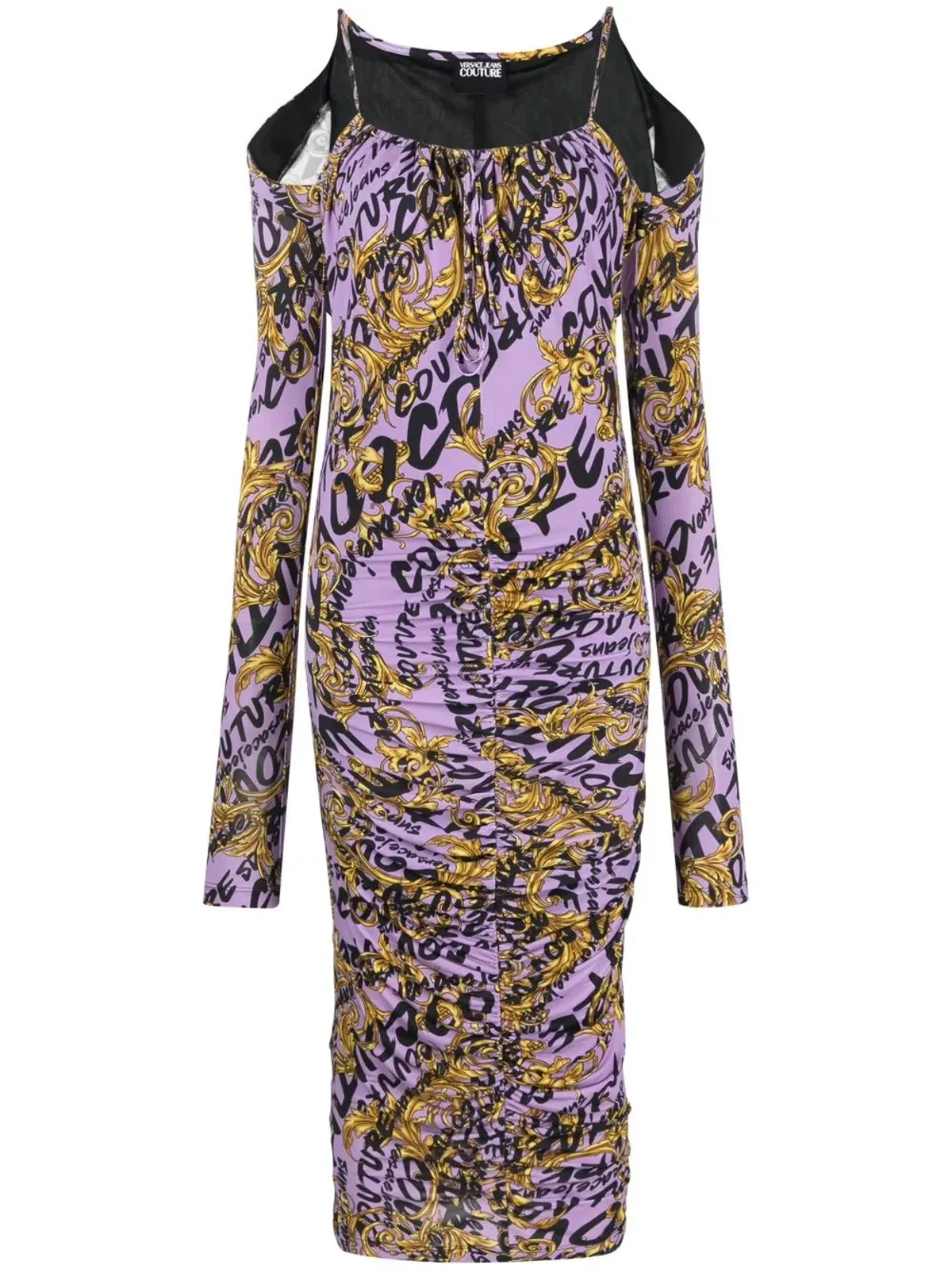 Versace Jeans Couture オールオーバーロゴプリント ギャザー入り ドレス - 画像1