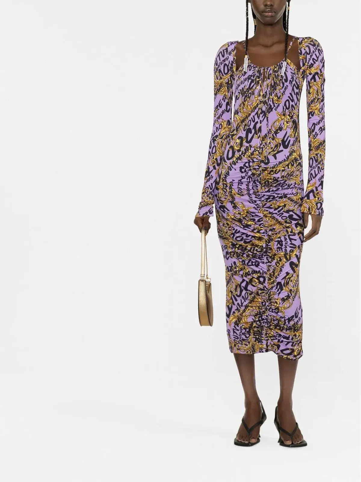 Versace Jeans Couture オールオーバーロゴプリント ギャザー入り ドレス - 画像2