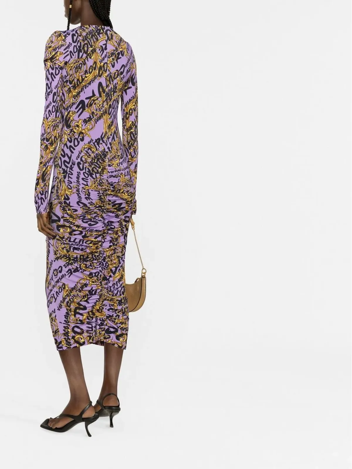 Versace Jeans Couture オールオーバーロゴプリント ギャザー入り ドレス - 画像3