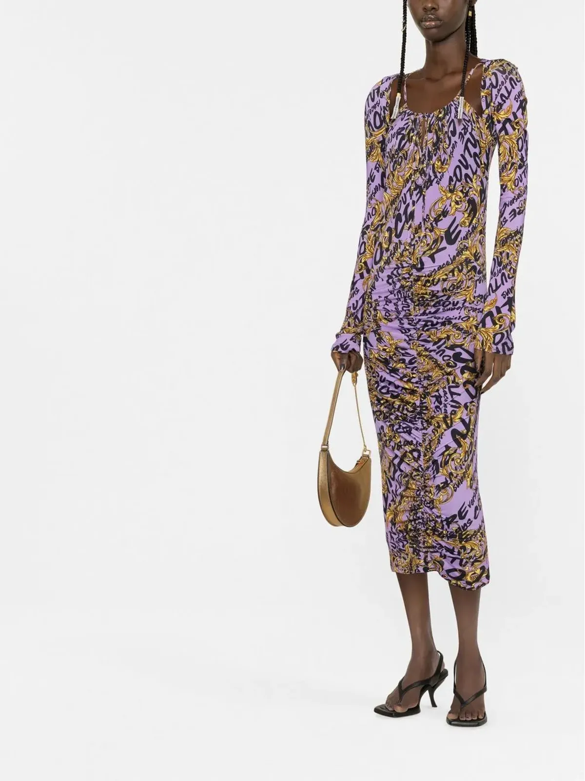 Versace Jeans Couture オールオーバーロゴプリント ギャザー入り ドレス - 画像4