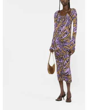 Versace Jeans Couture オールオーバーロゴプリント ギャザー入り ドレス - サムネイル4