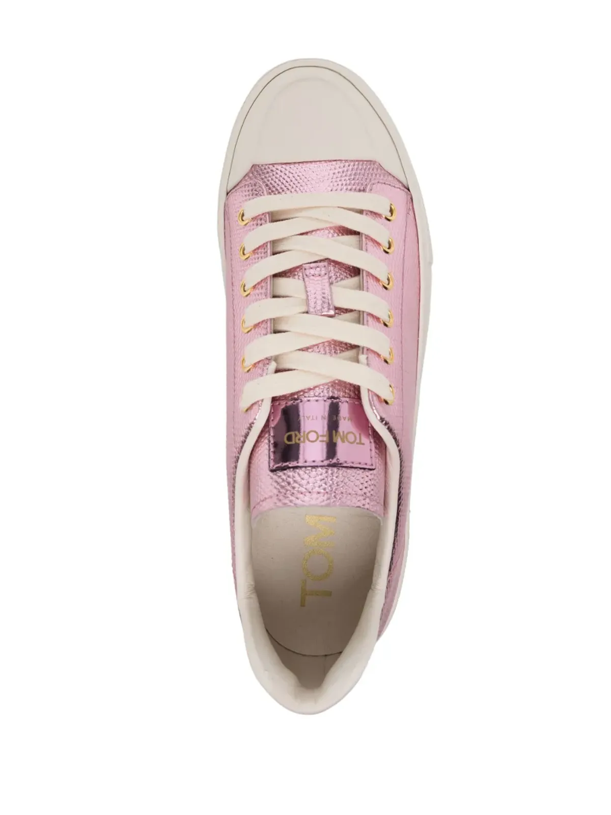 TOM FORD City メタリック仕上げスニーカー ピンク - 画像4