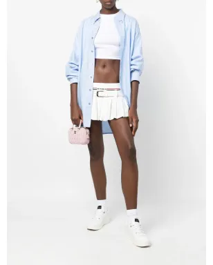 Miu Miu intarsia-logo pleated skirt - White - サムネイル2