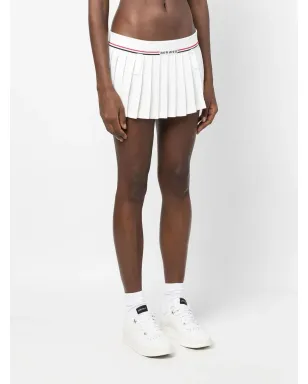 Miu Miu intarsia-logo pleated skirt - White - サムネイル3