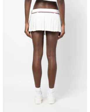 Miu Miu intarsia-logo pleated skirt - White - サムネイル4