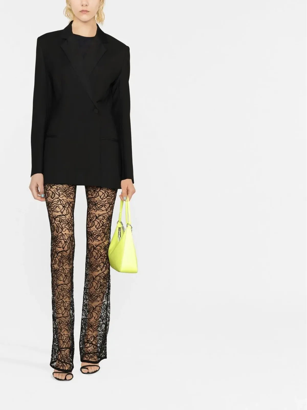Saint Laurent フローラルレースのストレートレッグパンツ - 画像2