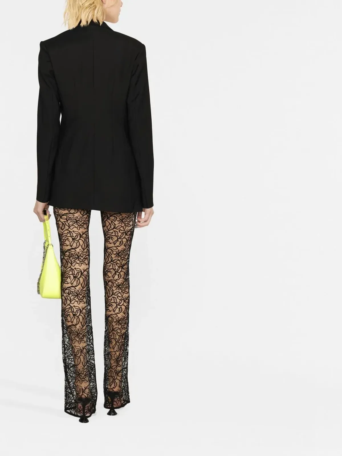 Saint Laurent フローラルレースのストレートレッグパンツ - 画像3