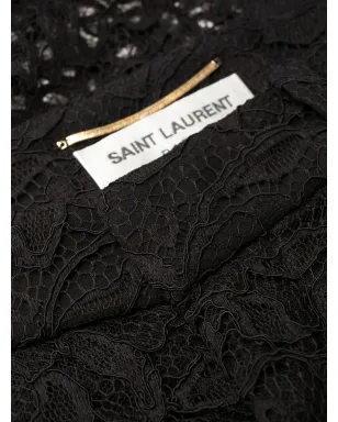 Saint Laurent フローラルレースのストレートレッグパンツ - サムネイル4