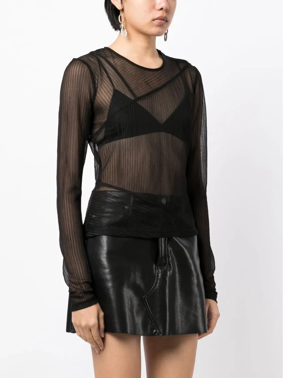 TOM FORD シアーリブ長袖ジャージートップ - ブラック - 画像3