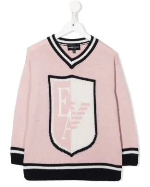 Emporio Armani Kids ロゴ入りインターシャ ヴァーシティジャンパー - Pink - サムネイル1