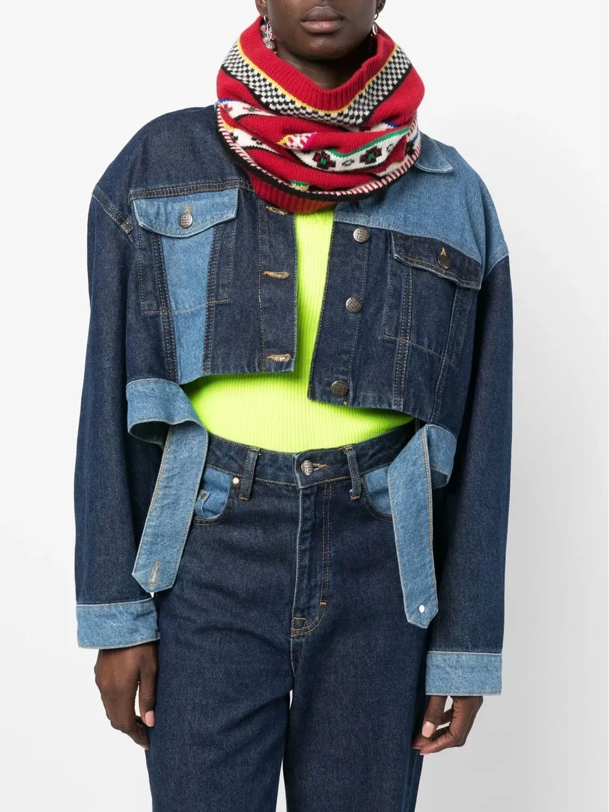 Kenzo インターシャ編みの襟付きスカーフ - 画像2