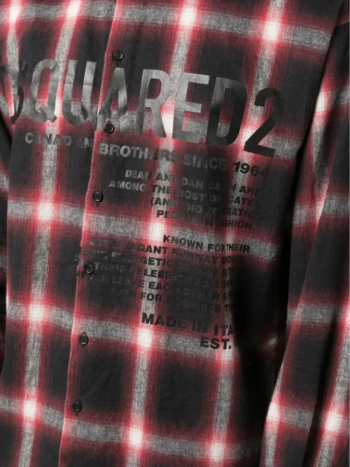 DSQUARED2 ロゴプリント チェック柄 コットン シャツ - 画像5