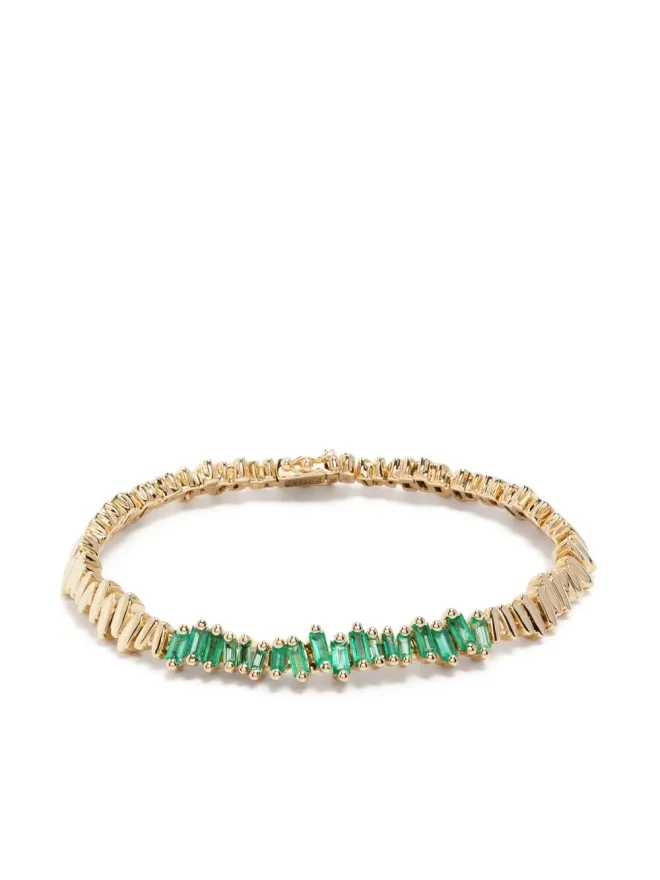 Suzanne Kalan Suzanne Kalan 18kt イエローゴールド ニューID エメラルド ブレスレット - グリーンの商品画像