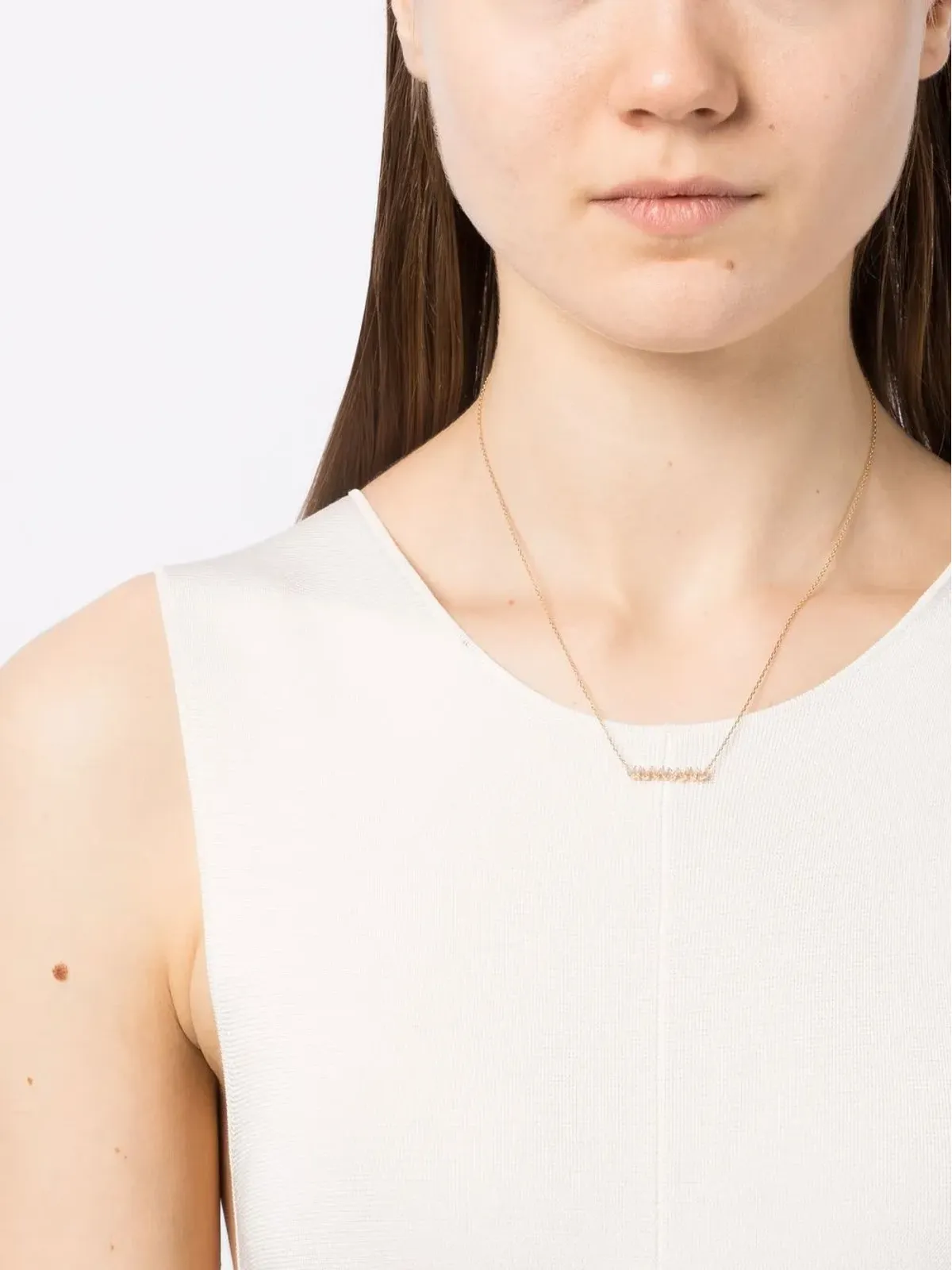 Suzanne Kalan 18kt yellow gold diamond bar necklace - 画像2