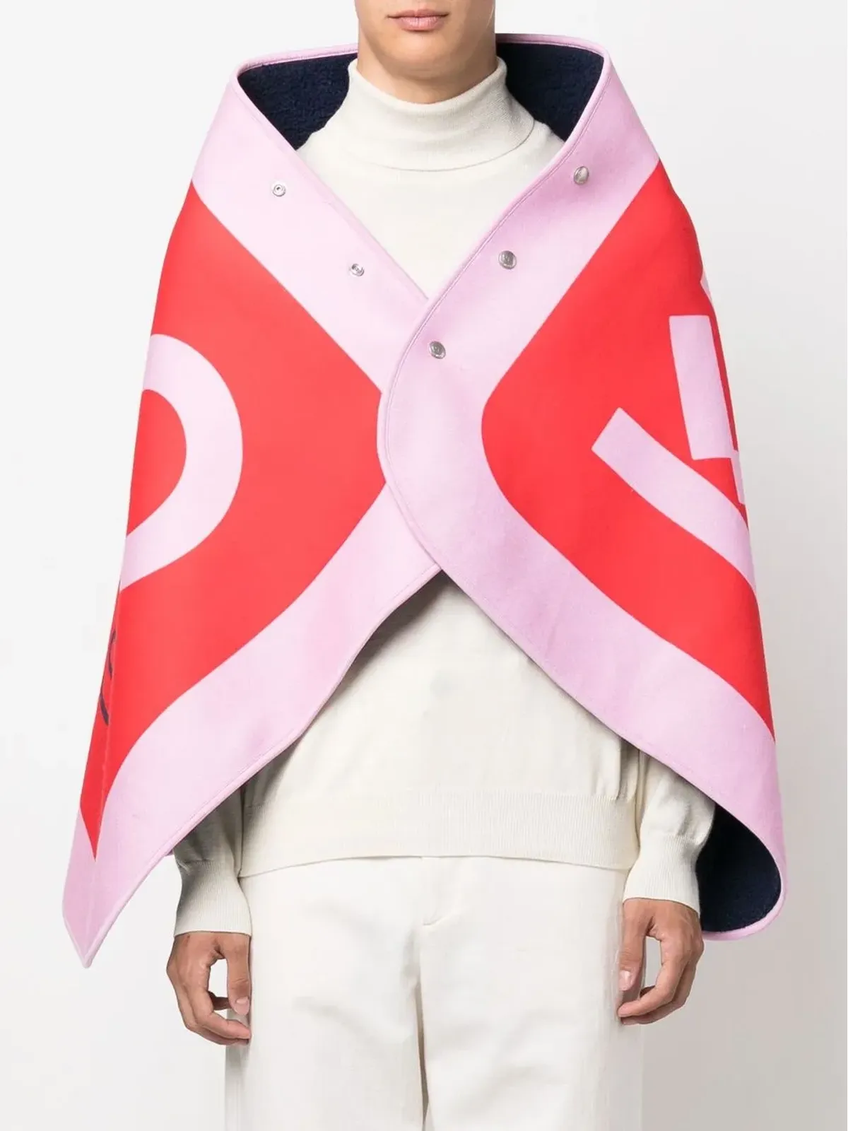 Kenzo ロゴプリント入り ケープ風スカーフ ピンク - 画像3