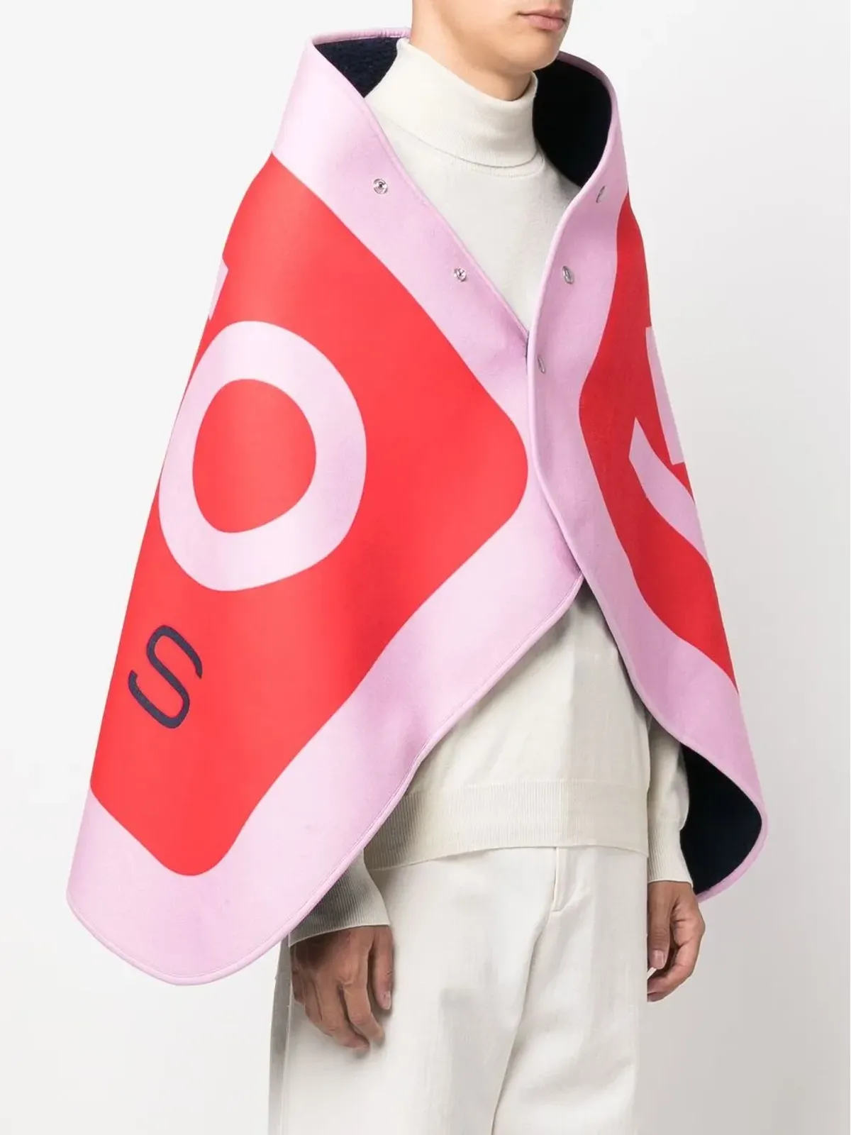 Kenzo ロゴプリント入り ケープ風スカーフ ピンク - 画像4