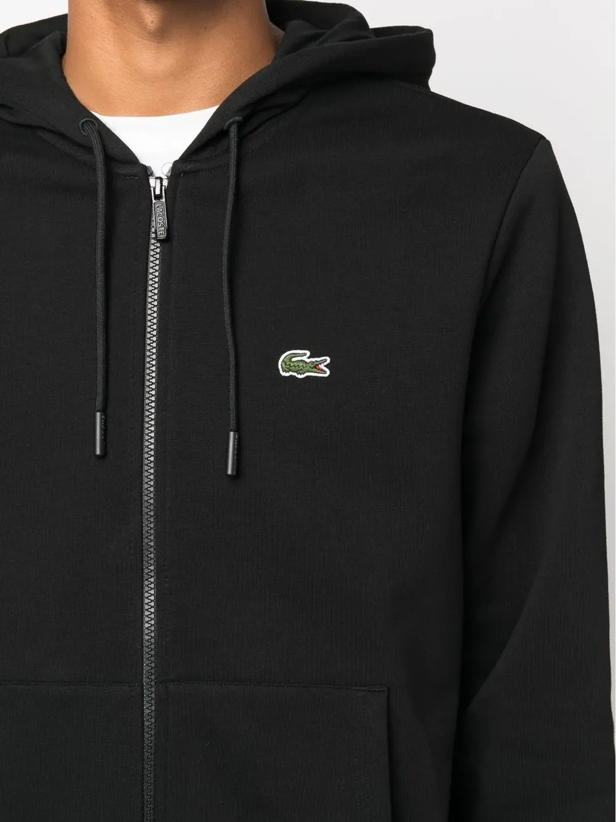 Lacoste アップリケロゴ ジップアップフーディ - ブラック - 画像5
