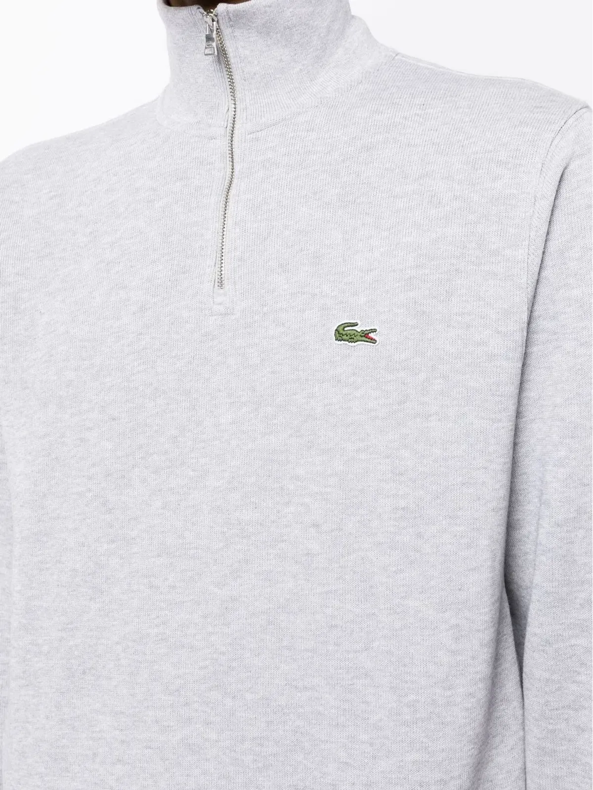 Lacoste ハイネック細リブ スウェットシャツ グレー - 画像5
