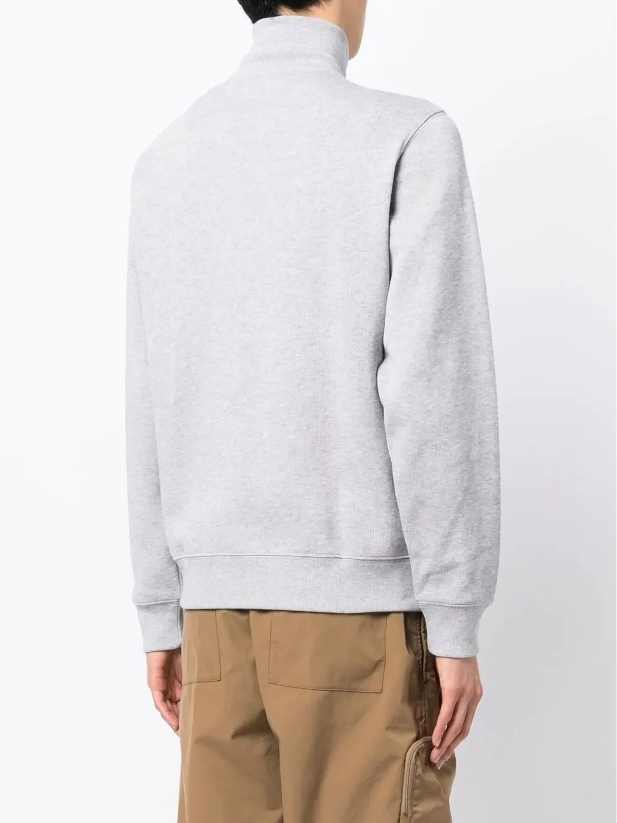 Lacoste ハイネック細リブ スウェットシャツ グレー - 画像4