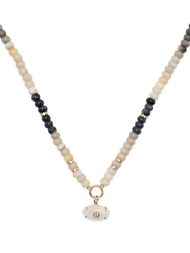 Sydney Evan Sydney Evan 14K イエローゴールド ダイヤモンドとオパールのビーズネックレス - マルチカラーの商品画像