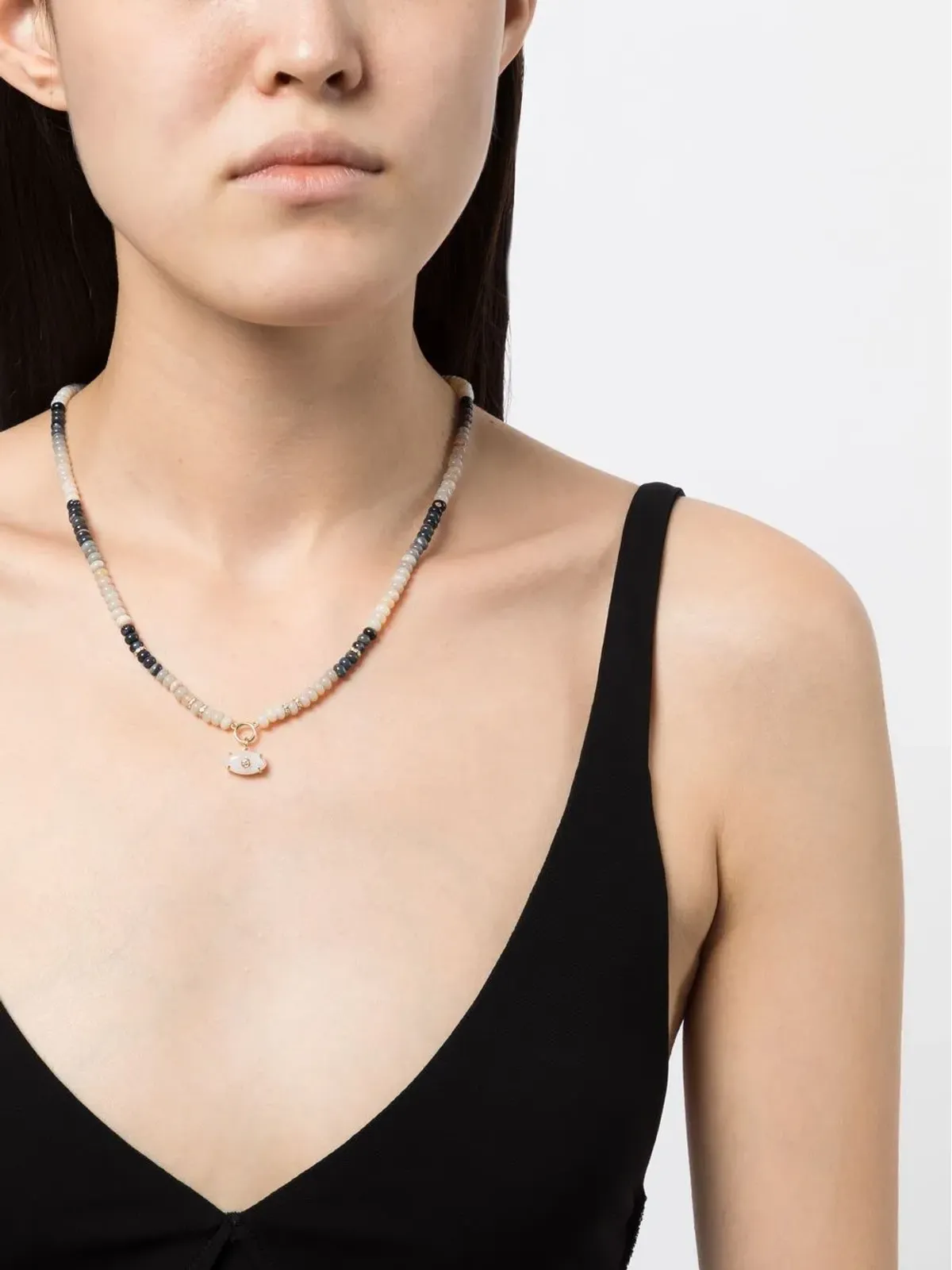 Sydney Evan 14K イエローゴールド ダイヤモンドとオパールのビーズネックレス - マルチカラー - 画像2