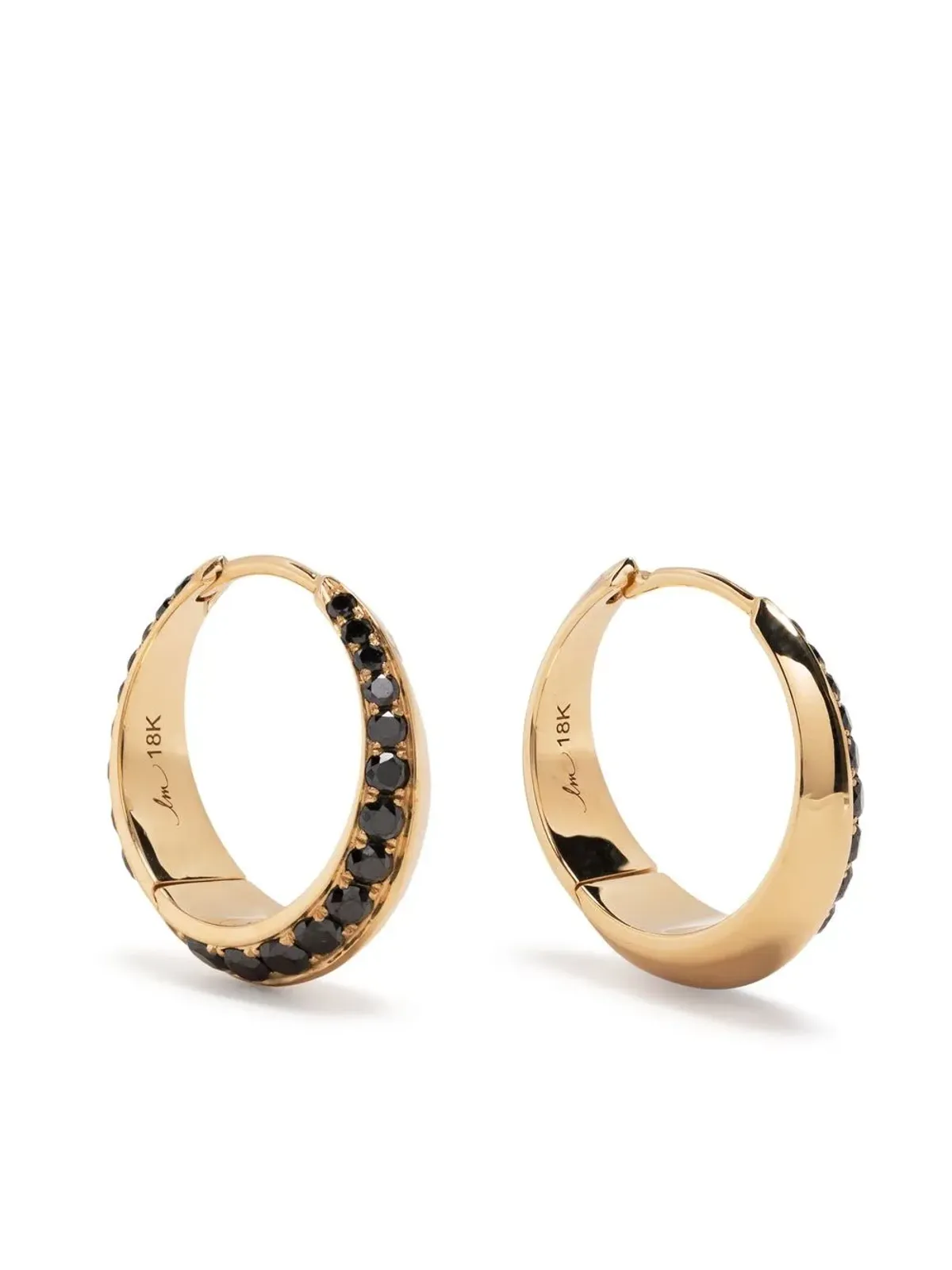 Lizzie Mandler Fine Jewelry オセロ・クレセント フープピアス - ブラック - 画像1