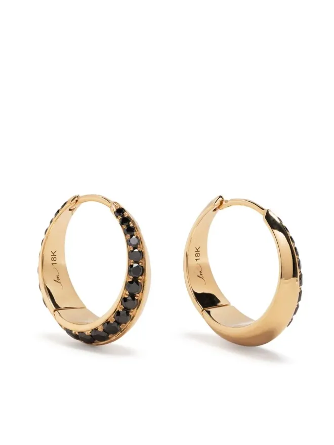 Lizzie Mandler Fine Jewelry Lizzie Mandler Fine Jewelry オセロ・クレセント フープピアス - ブラックの商品画像