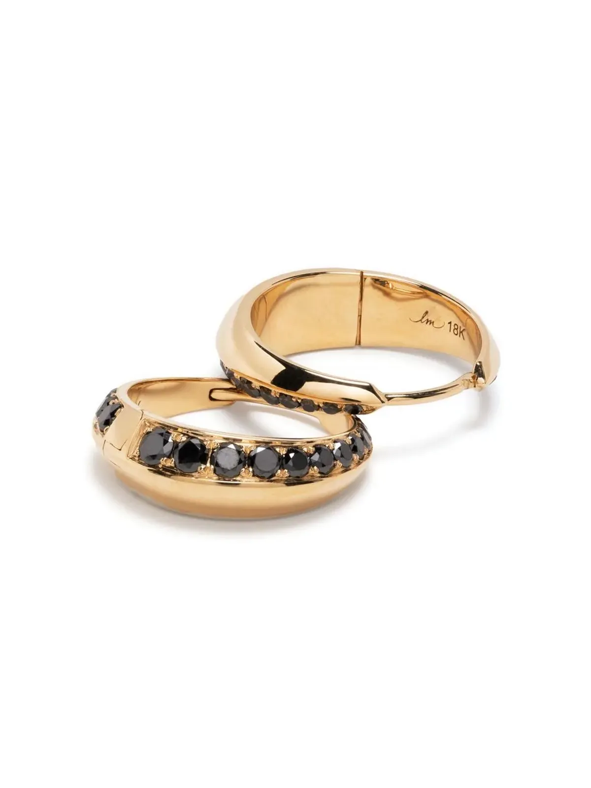 Lizzie Mandler Fine Jewelry オセロ・クレセント フープピアス - ブラック - 画像3
