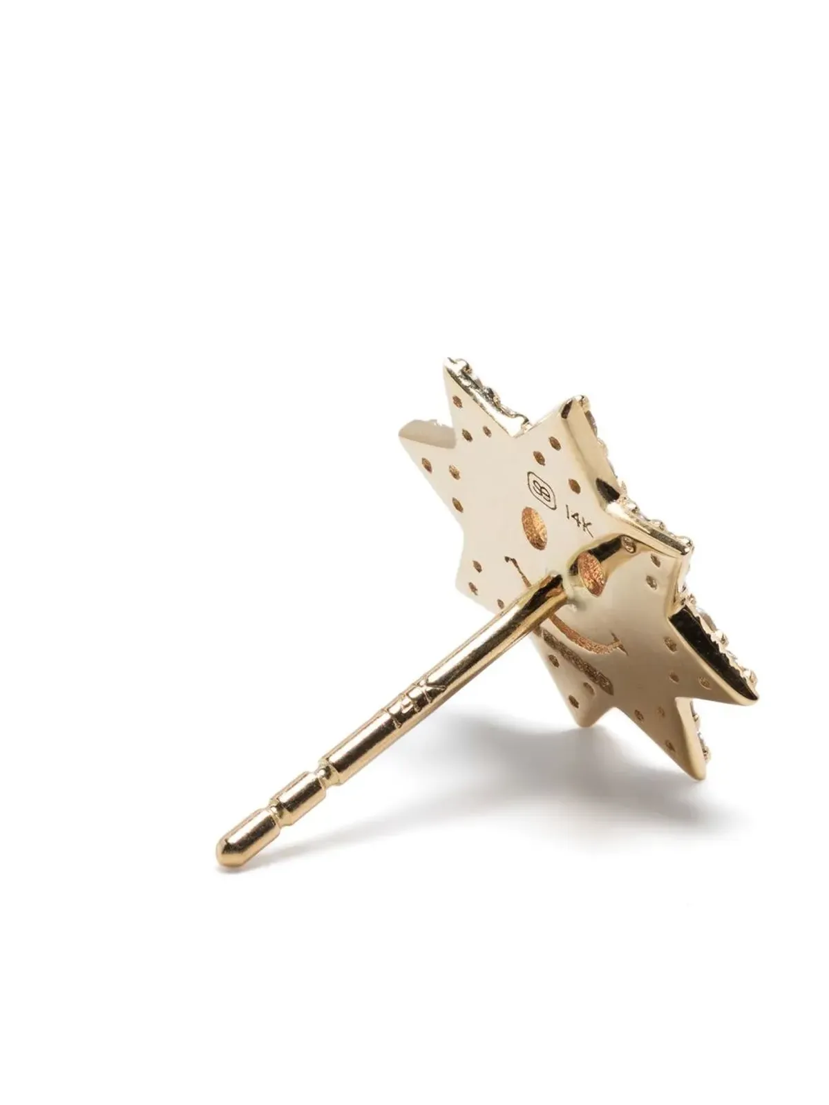 Sydney Evan 14K イエローゴールド ダイヤモンド ハッピーフェイス イヤリング - 画像4